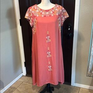 Boho Springtime Embroidered A Line Dress Smock
